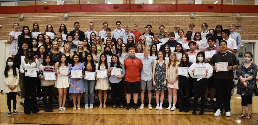 Worthington High School students receiving writing awards were honored at the Worthington High School Awards Ceremony on Wednesday, May 25, 2022.
