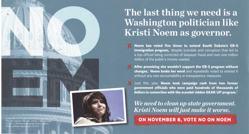 Campaign mailer, "Vote NO on Noem"