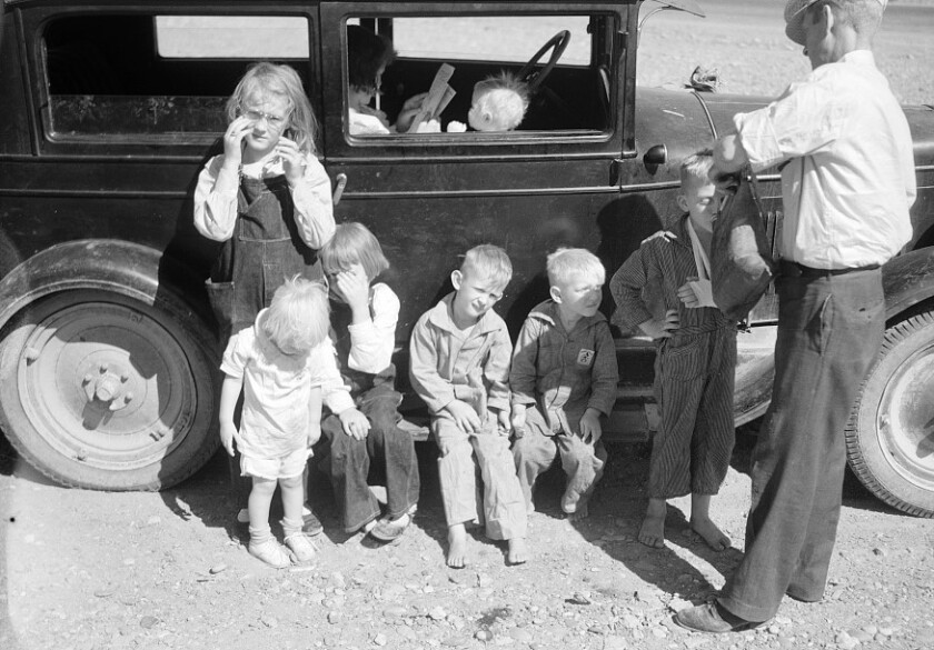 Drought refugees from Bowman, ND in 1936 Library of Congress.jpg