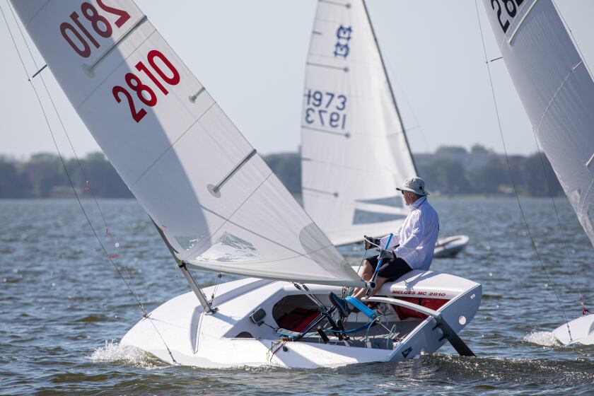 MC Scow racer sailing