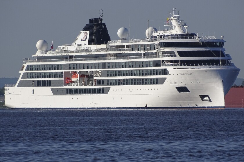 Cruise ship in harbor.