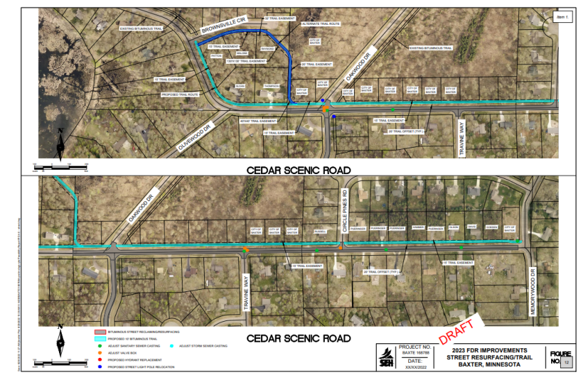 A diagram depicting the trail position on Cedar Scenic Road and Clearwater Road.