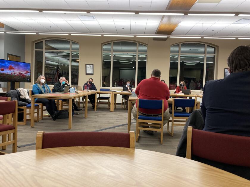 Ethan Fisher, president of the Duluth Federation of Teachers, addresses the Duluth School Board