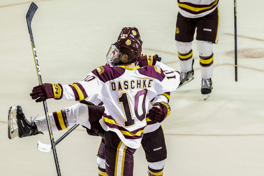 Howard Daschke Make Immediate Impacts In Bulldogs 3 2 Win Over Arizona State Duluth News Tribune News Weather And Sports From Duluth Minnesota Howard Daschke Make Immediate Impacts In Bulldogs 3 2 Win Over Arizona State Duluth News Tribune News Weather And Sports From Duluth Minnesota