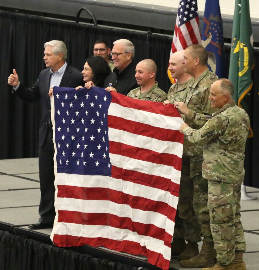 Send-off ceremony held for 817th Engineer Company in Jamestown Sunday ...