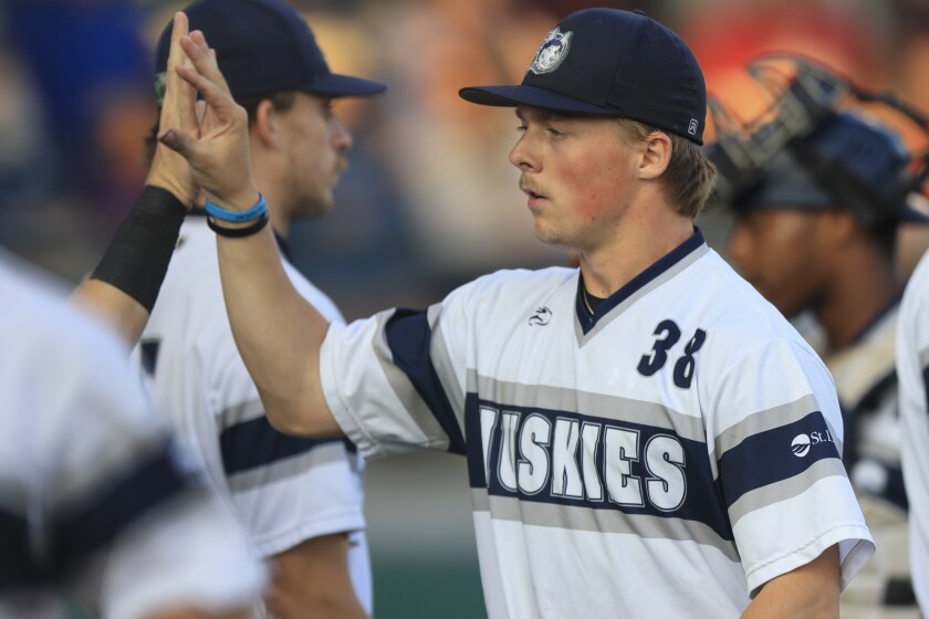 college men play baseball