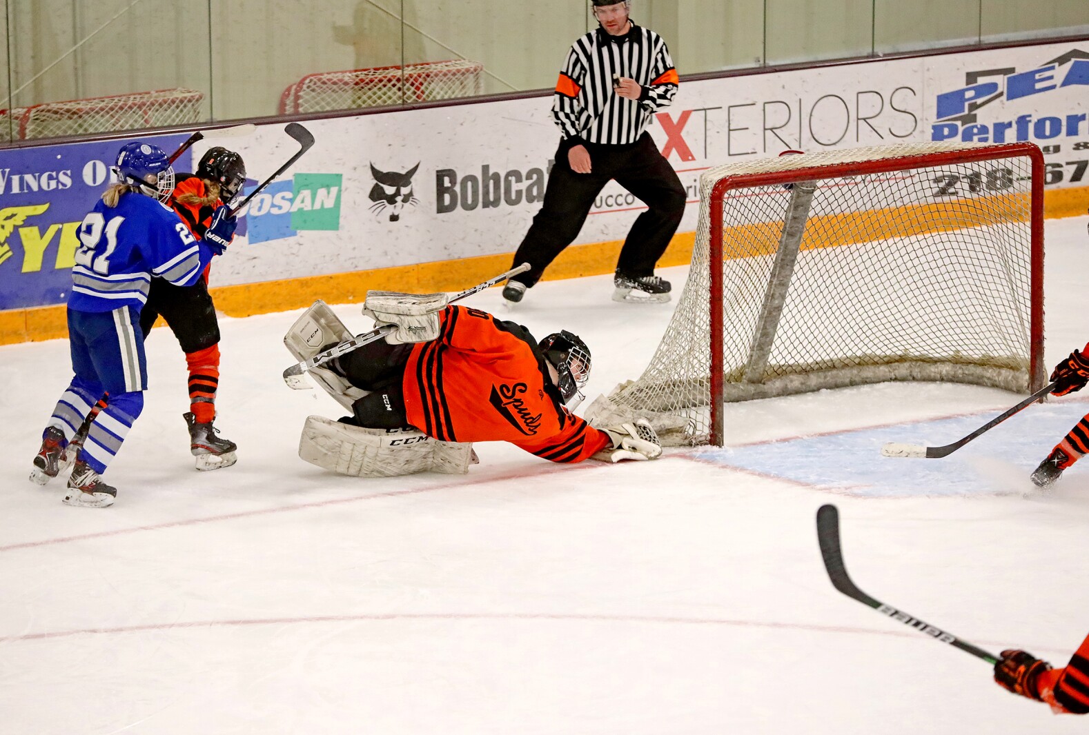 Brainerd/Little Falls girls hockey take on the Moorhead Spuds Thursday, Feb. 17, 2022, during the Section 8-2A Section Final in Fergus Falls.