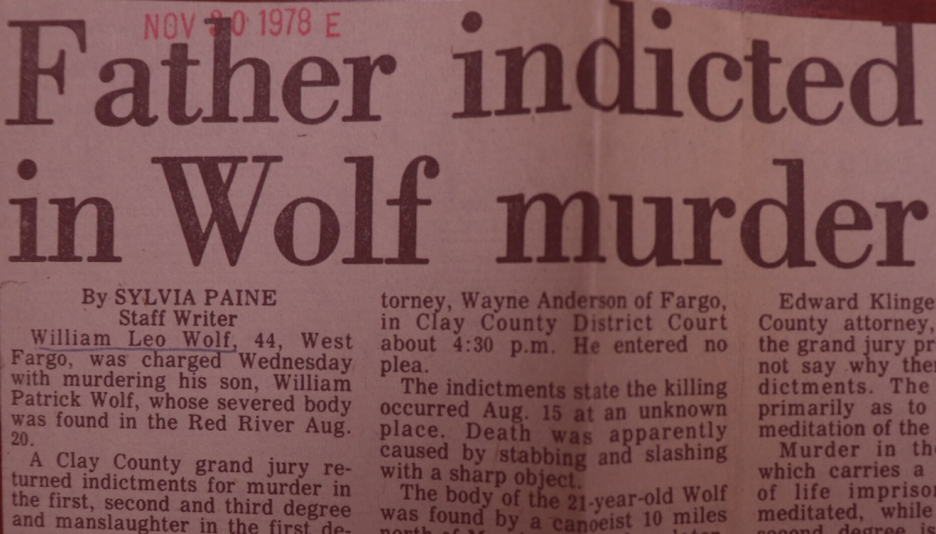 Dakota Spotlight William Wolf Sr. Billy Wolf murder
