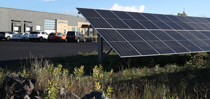 Solar panels are installed outside of Epicurean