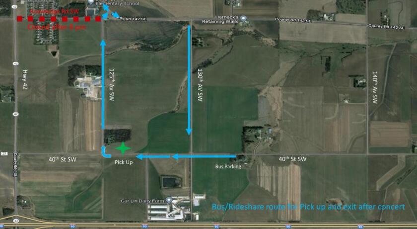 Luke Bryan Post-Concert Bus-Rideshare Pick-Up and Exit Map