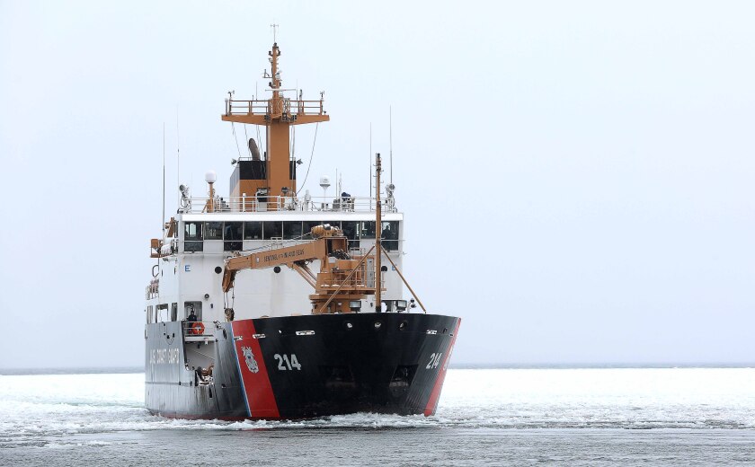 Coast Guard vessel traveling in ice