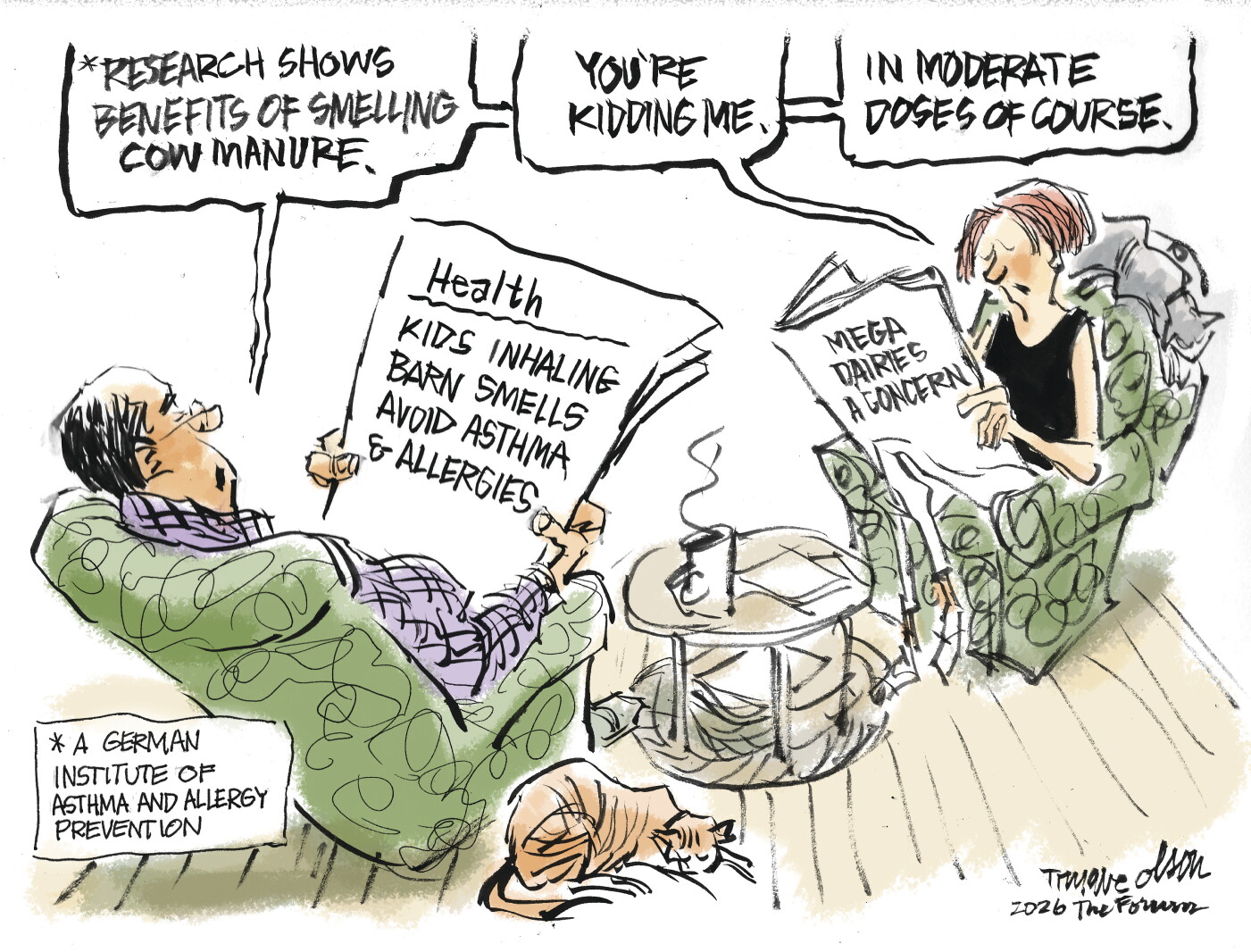 Trygve Olson cartoon: Barn smells
