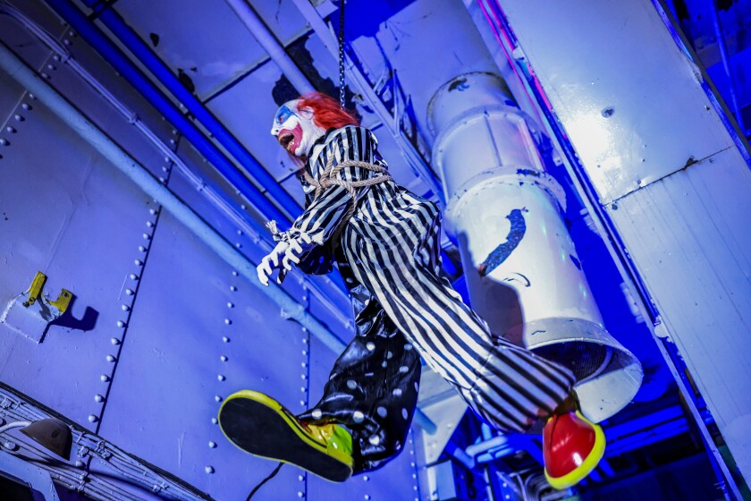 actors perform at haunted ship