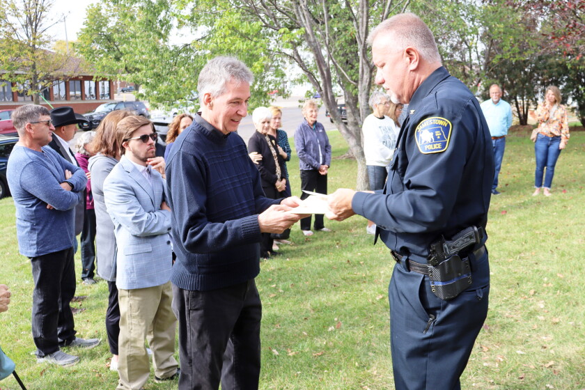 Ron Edinger Bench dedicated in honor of Jamestown police officer killed in 1966 ...