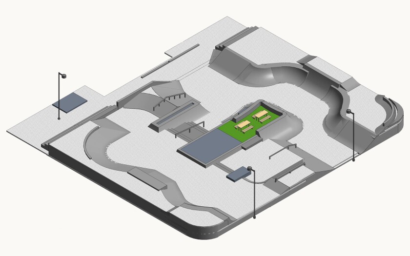 Architectural representation of a skate park.