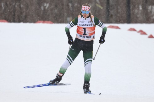 high school athletes Nordic ski during race
