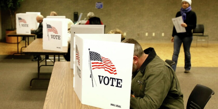 Voting at Hjemkomst in Moorhead