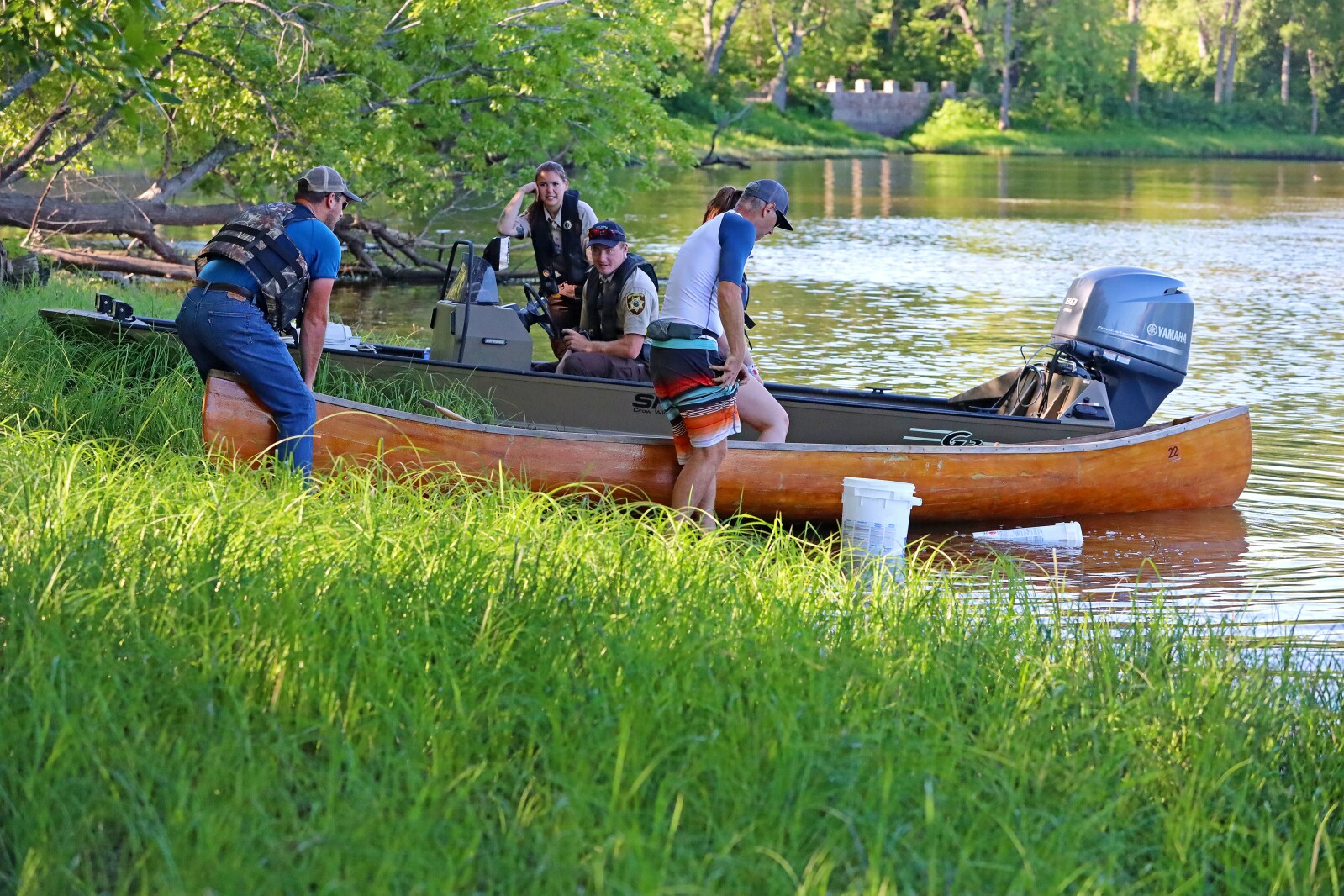 Racers head up the Mississippi River on Saturday, July 30, 2022, going from Kiwanis Park to Evergreen Landing and back again in Brainerd.