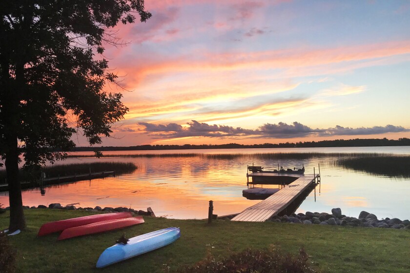 Sunset over lake