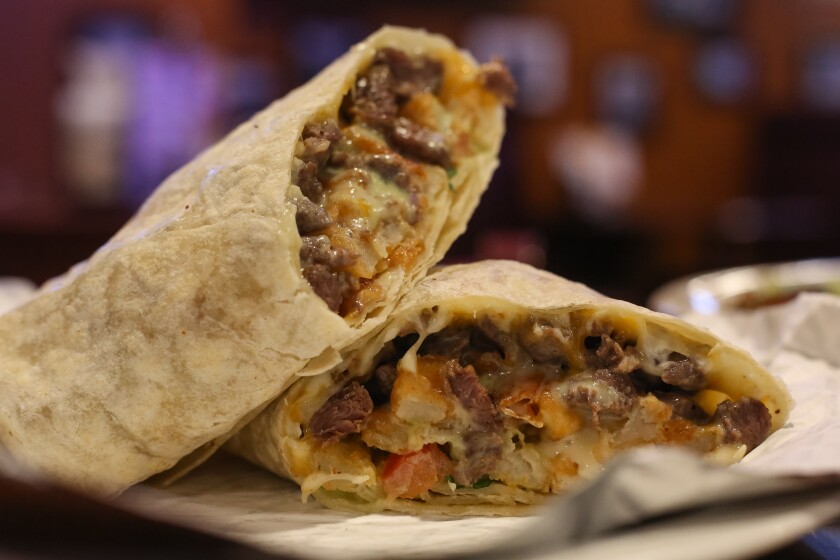 An El Valle Taco Shop California Burrito made "Maria's Way" by cook Maria Vazquez on Monday, Nov. 17, 2025, in Casselton.