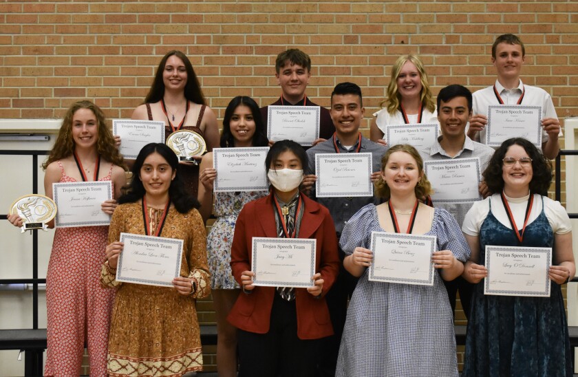 Worthington High School students who competed in speech were honored at the Worthington High School Awards Ceremony on Wednesday, May 25, 2022.