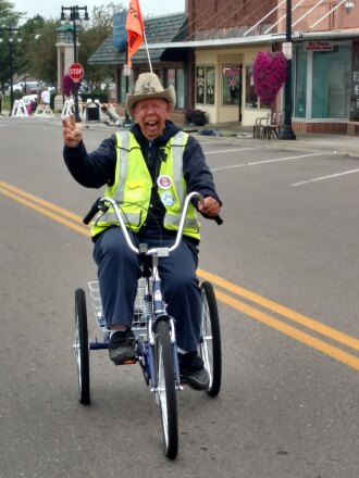 Albert Matthiesen celebrates King Turkey Day in Worthington.