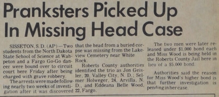 Grave robbers arrests after a two week investigation. Morning Pioneer, Nov. 17, 1969.jpg