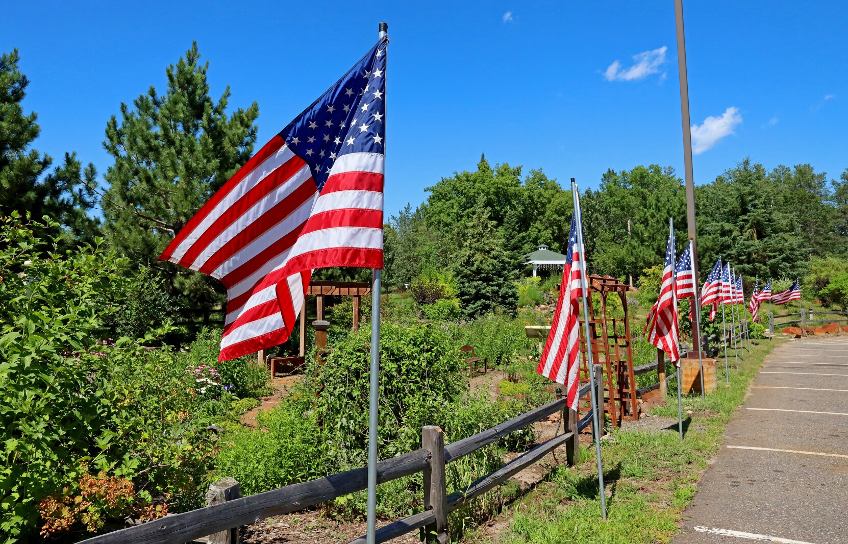 Flag display at the Northland Arboretum