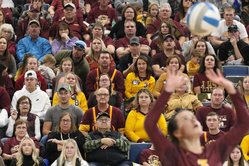 b volleyball state champ game linton fans watching 111922.jpg