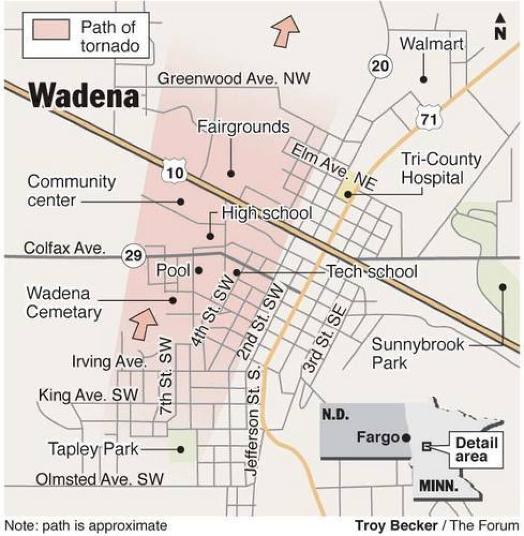 Wadena Map 2010 Wadena Tornado - Wadena Pioneer Journal | News, weather, sports ...