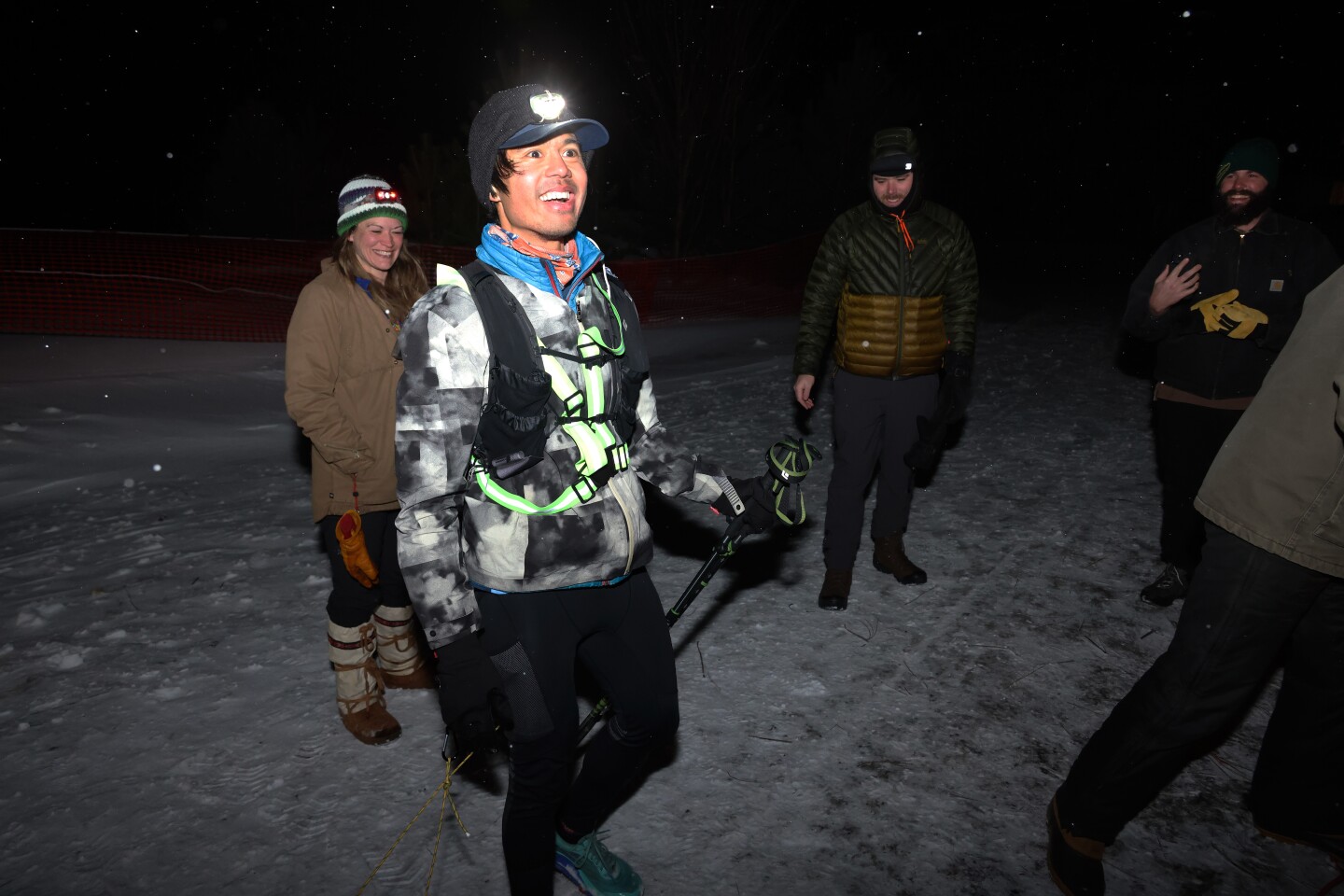 Ultramarathoner smiles after finishing race