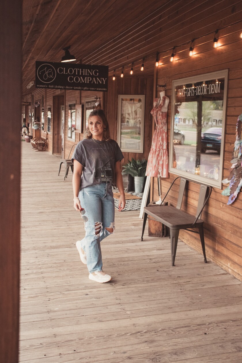 Isabel Hanson models an outfit that is featured at JQ Clothing in Medora, North Dakota.