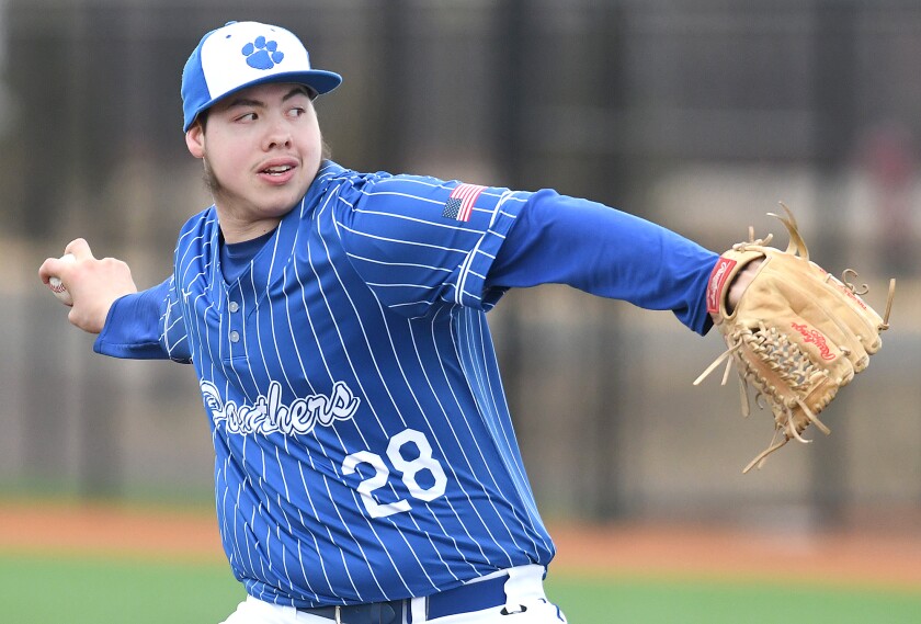 South Ridge’s A. Bennett (28) delivers a pitch in the second inning