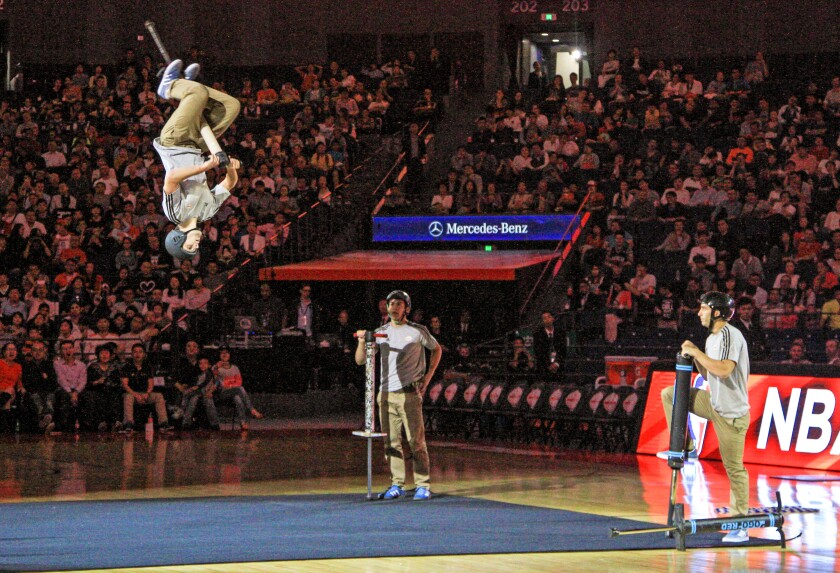 The XPOGO stunt team is scheduled to perform at the Fargo-Moorhead RedHawks game Tuesday, July 31, at Newman Outdoor Field. Photo courtesy XPOGO