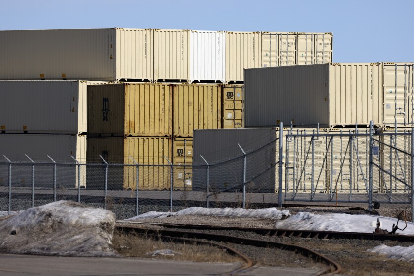 Shipping containers.