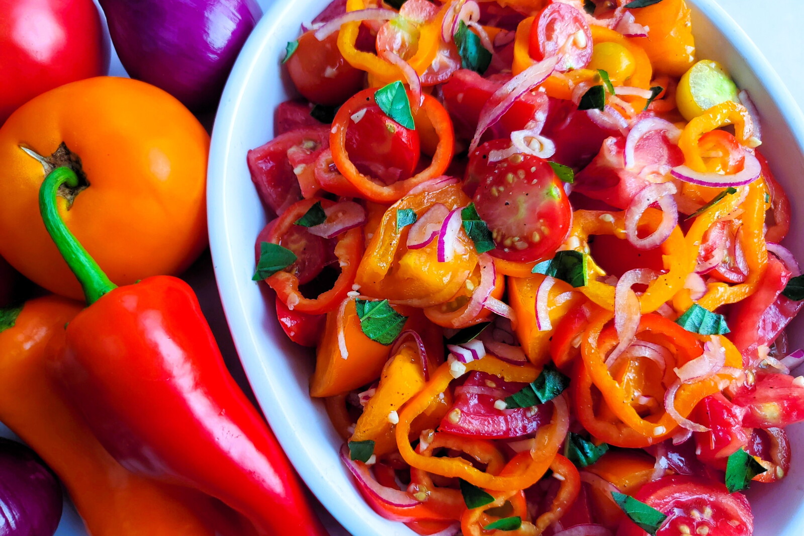 Marinated Tomato Salad is peak summer flavor for your meal