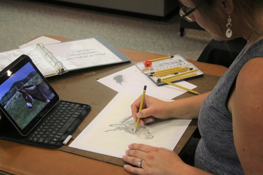 Artist Jessica Grage does pencil drawings based on her own photography. (Ellen Bardash / Republic)