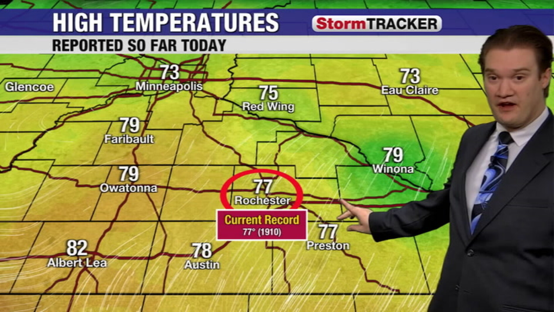 Record-tying highs for Rochester today, ahead of a big cool-down ...