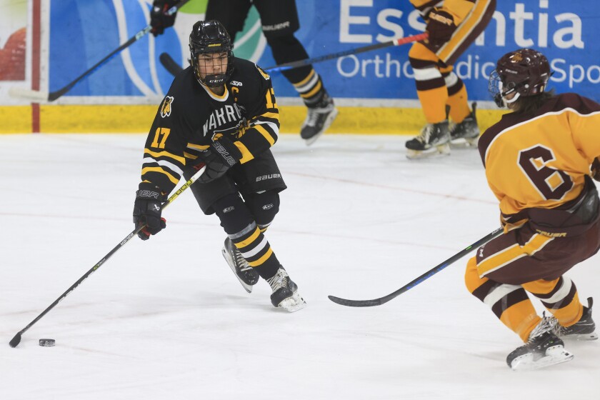high school boys play hockey