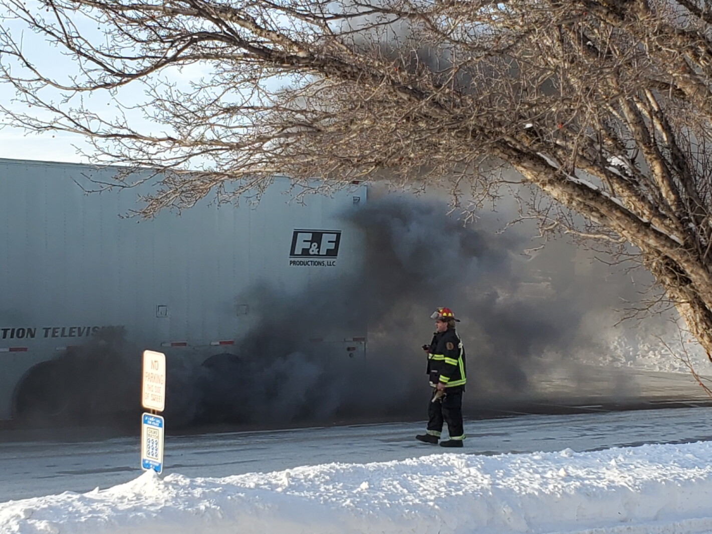 Bison Ridge Fire $23M trailer for national Bison football broadcast damaged in Moorhead ...