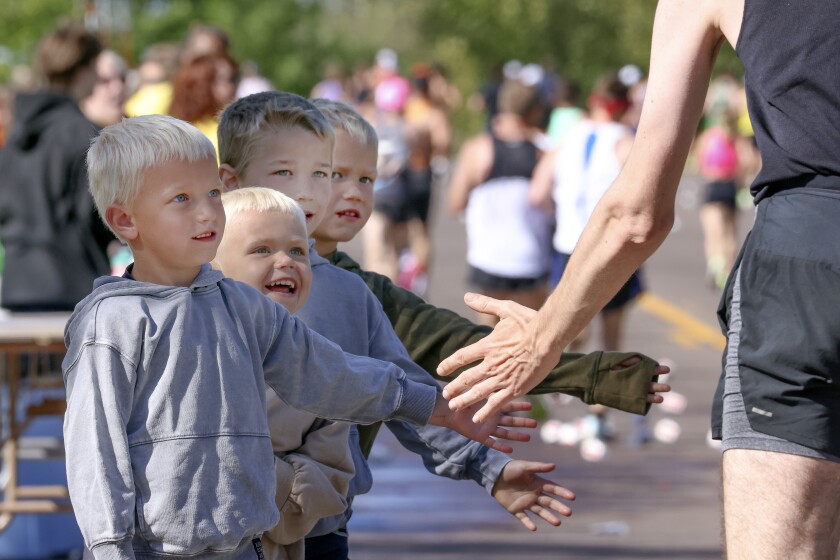 Near the midpoint of Grandma's Marathon.