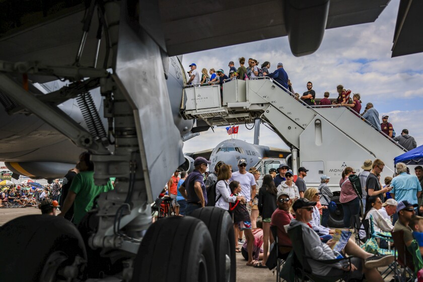 military aircraft on display at airshow