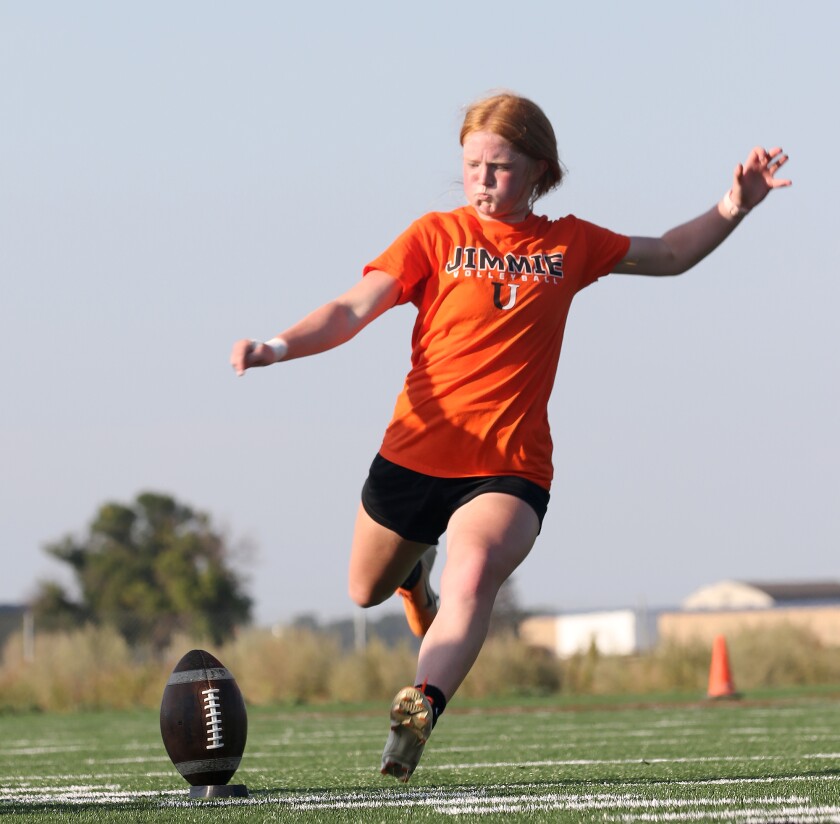jhs football sara sletto practice kick three 082322.jpg