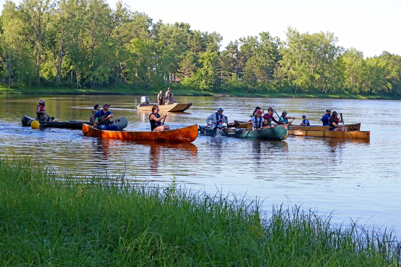 Racers head up the Mississippi River on Saturday, July 30, 2022, going from Kiwanis Park to Evergreen Landing and back again in Brainerd.