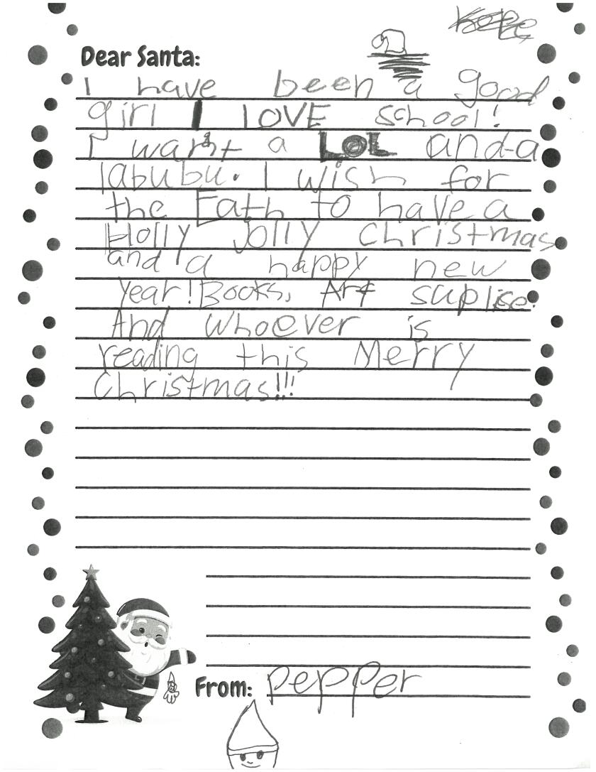 Letters to Santa: Mrs. Bender's second grade class at Baxter Elementary ...