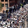 File: Overhead of George Floyd protest through Duluth