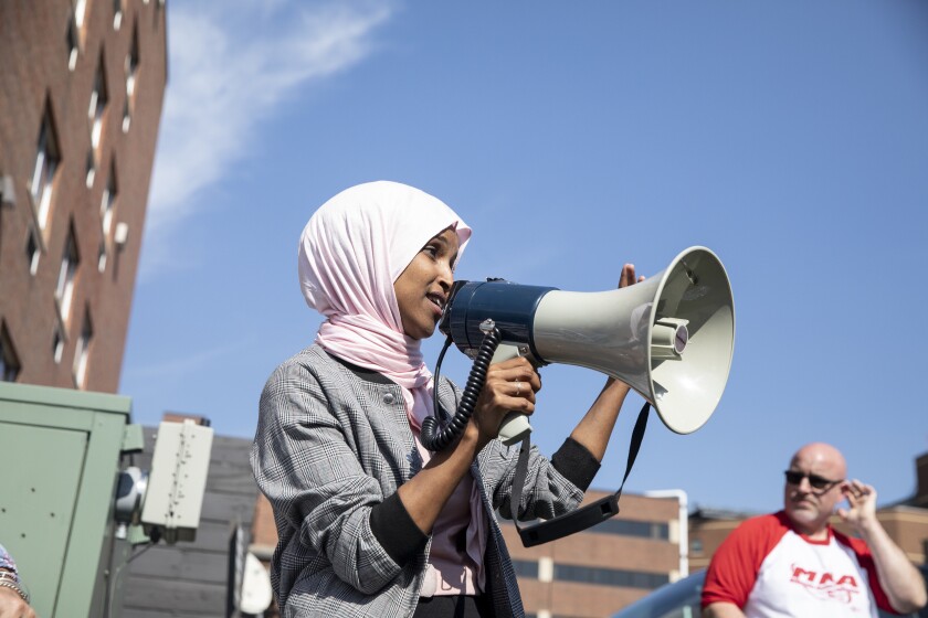 Ilhan Omar speaks to crowd