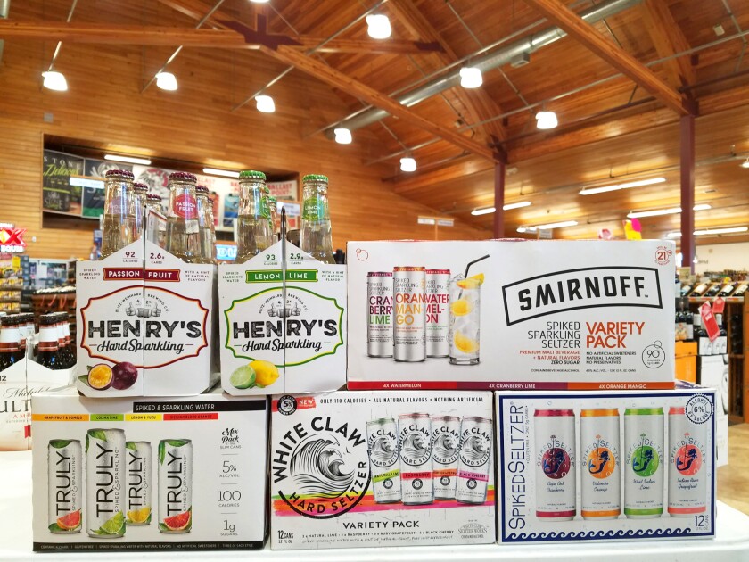 Recently, hard sparkling seltzers have gained popularity as a low-calorie option, with many ranging from 92 to 140 calories. Photo courtesy of Happy Harry’s Bottle Shops / Special to The Forum