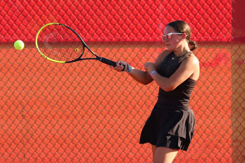 Isabelle Lehmkuhl z Wadena-Deer Creek zasáhne míč proti Pierzovi v pondělí 22. září 2025 v Pierzu.