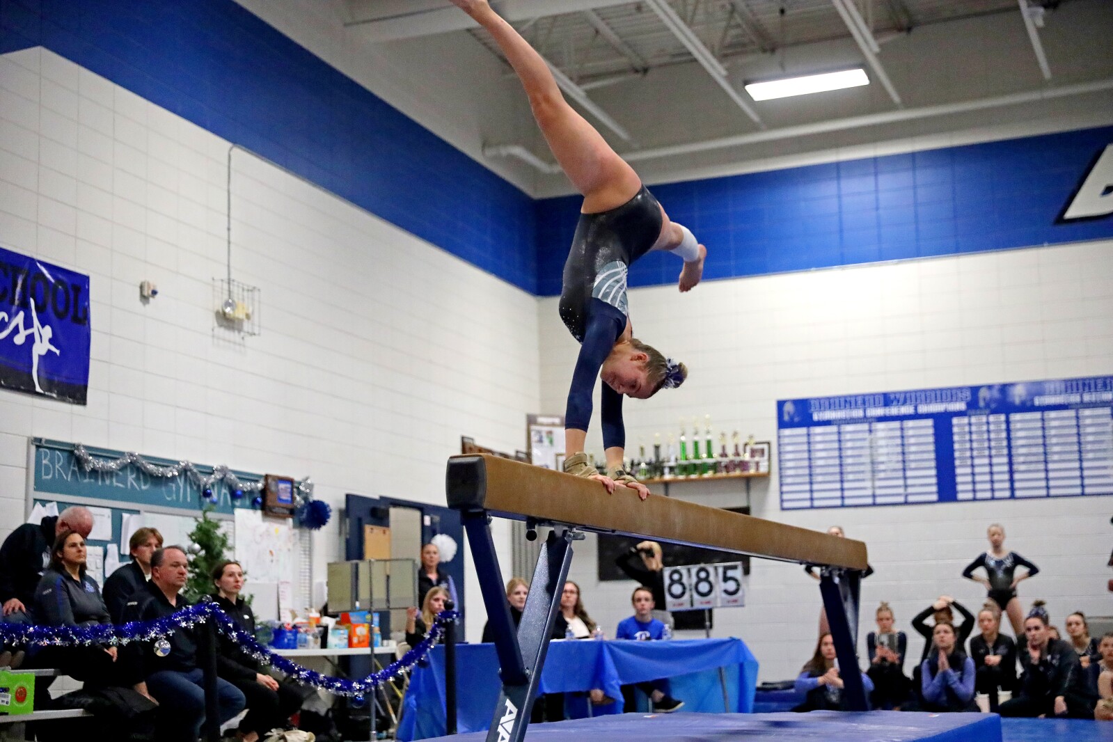 Brainerd gymnastics against Sauk Rapids on Friday, Jan. 13, 2023, at Brainerd.